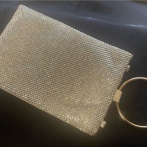 COPY - Silver Sparkle Clutch Bag, INC brand. Rhinestone mesh outer, bangle hand…